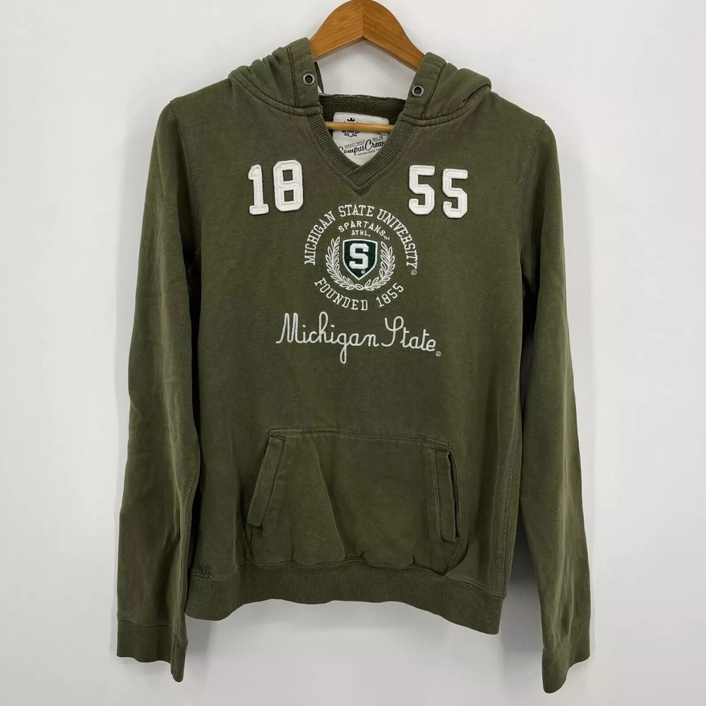 Campus Crew Michigan State University Spartans Hoodie Olive Green Womens Large